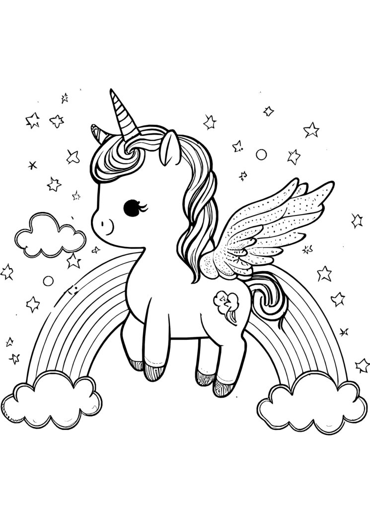 Unicorn colouring page