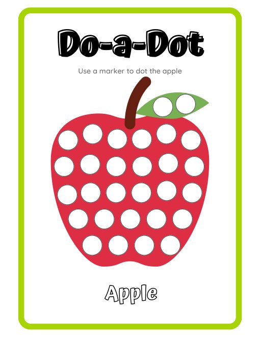Do-a-Dot apple activity sheet