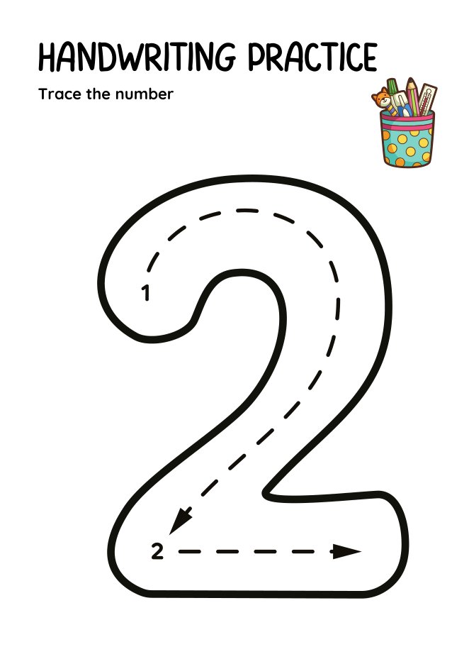 Big number 2 handwriting worksheet